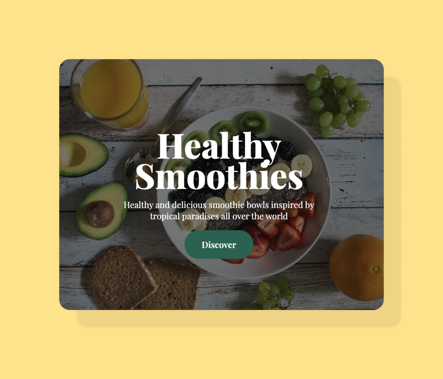 Smoothies App using full HTML and CSS